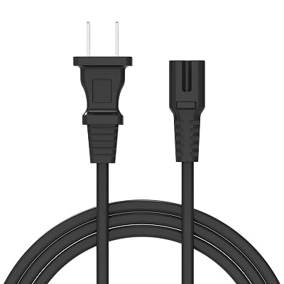 12Ft 2-Slot Power Cord 2 Prong AC Wall Cable for LED LCD TV, HP Dell Samsung Sony Asus Acer Toshiba Laptop Charger, Xbox One S Slim Game Console, Xbox One X, Sony PS2 PS3 PS4,PSP, PSV Black, 1pack