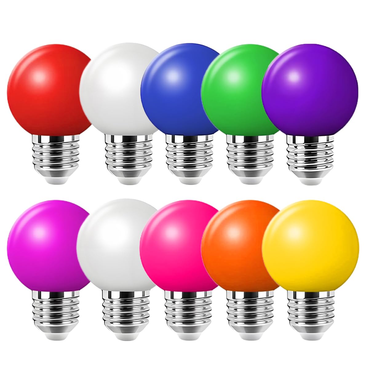 WULUN 10 Pack 2W Coloured LED Light Bulbs Festoon Party Lights for Indoor Outdoor Use - Multi Color