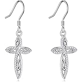 POPLYKE Cross Earrings for Women Sterling Silver Filigree Earrings Cross Jewelry Gift for Women