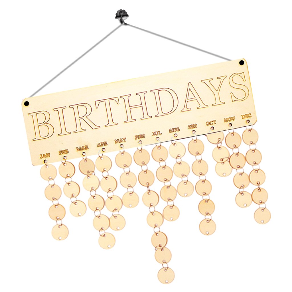 Gazechimp Calendrier Anniversaire En Bois Tableau Mural Decoratif Avec Cercles Marque Nom Et Date Birthday 40 X 12cm Durable Service Www Freshbrewcoffee Com