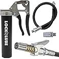 LockNLube Easy-Prime Pistol-Grip Grease Gun. Includes Our Patented Grease Coupler (Locks on, Stays on, Won't Leak!) Plus a 20" Hose and in-line Hose Swivel.
