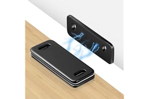 SUEMISI Ultra Thin Cabinet Magnets Door Catch, Adhesive Drawer Latch,Cabinet Magnetic Catch for Kitchen,Closet Door,Cupboard Wardrobe,Sliding Closure,No-Gap Design (Black 4PCS)