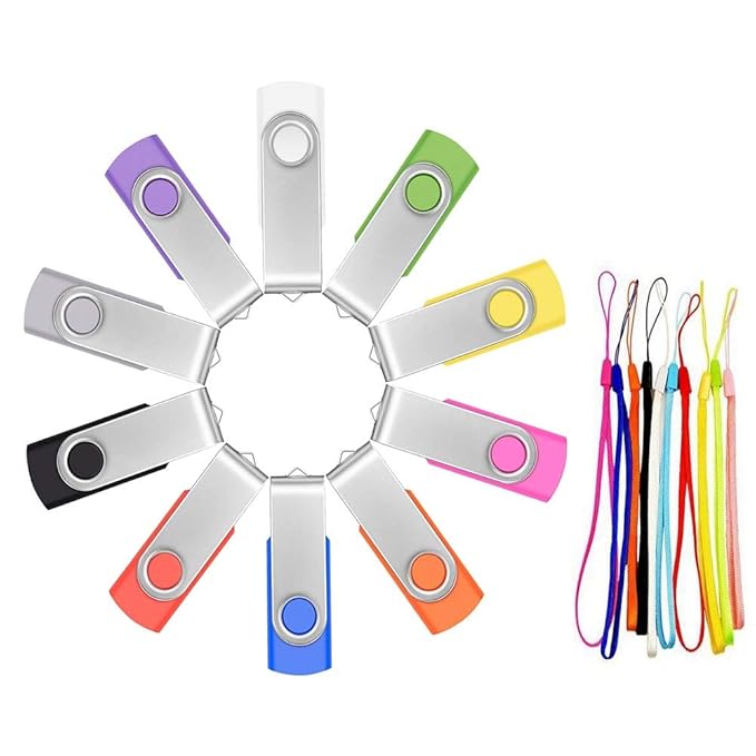 32 GB USB Stick 10 Stück - Bunt USB 2.0 Flash Laufwerk - 32GB Speicherstick Einklappbarer Mehrfarbige by FEBNISCTE