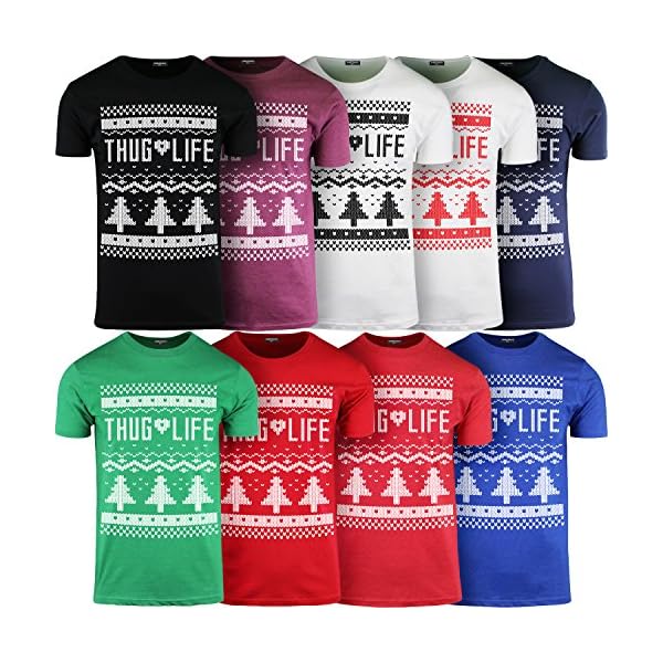 ShirtBANC Mens Thug Life Christmas Sweater Xmas Shirt Hip Hop Holiday
