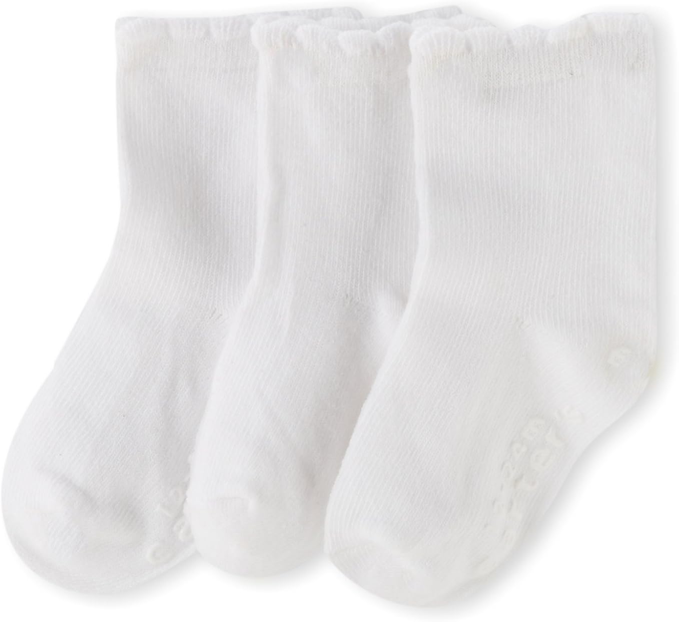 Carter's Baby Girls' 3 Pack Scalloped Computer Socks, White