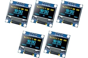 Hosyond 5 Pcs 0.96 Inch OLED I2C IIC Display Module 12864 128x64 Pixel SSD1306 Mini Self-Luminous OLED Screen Board Compatible with Arduino Raspberry Pi(Blue and Yellow)