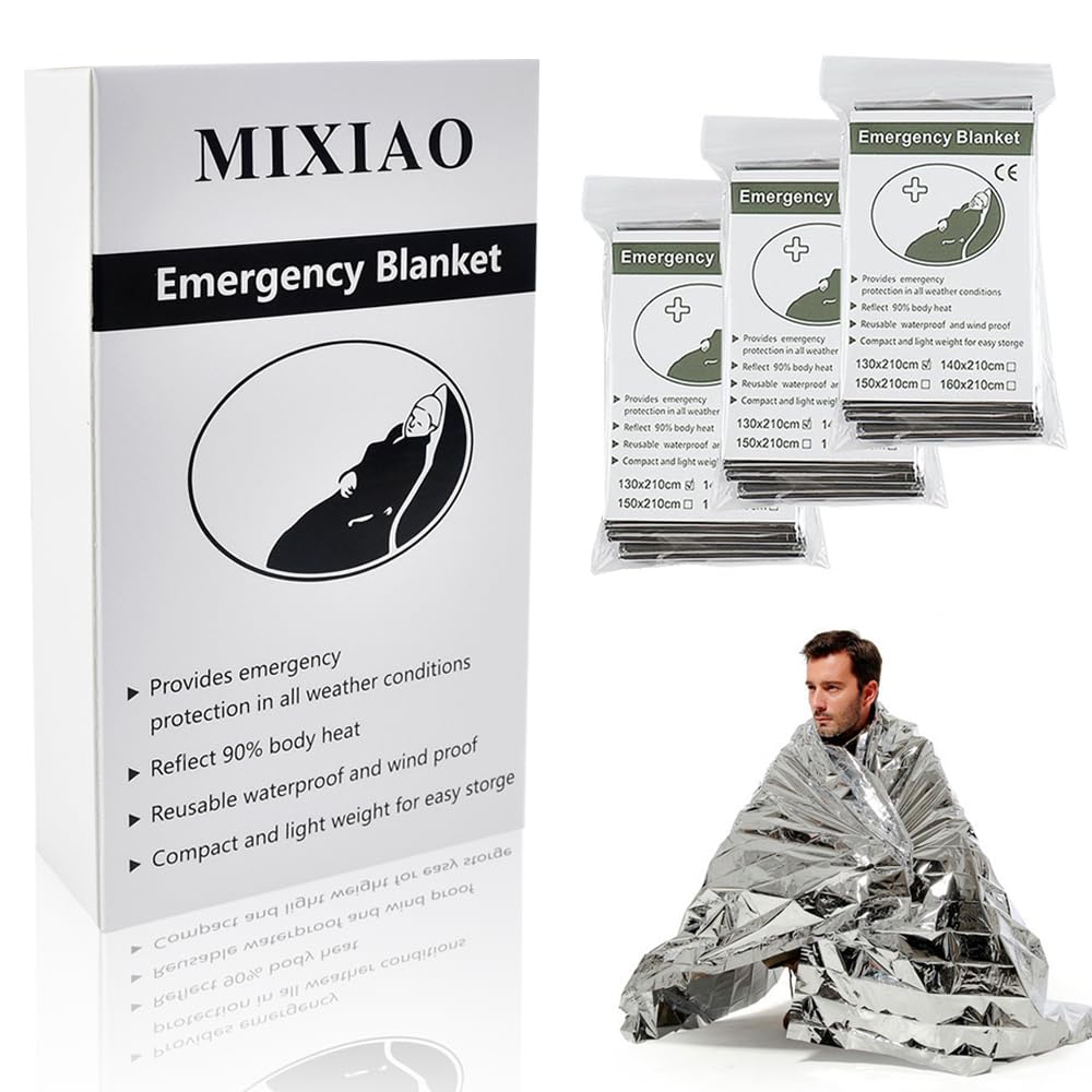 MIXIAO Survival/First Aid Blankets, Insulating, Reflective, Silver, 130 x 210 cm