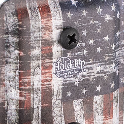 Hold Up Displays Vertical Gun Hanger and Rifle Storage Securely Holds Firearm and Bow - Heavy Duty Steel Flag - Made in USA
