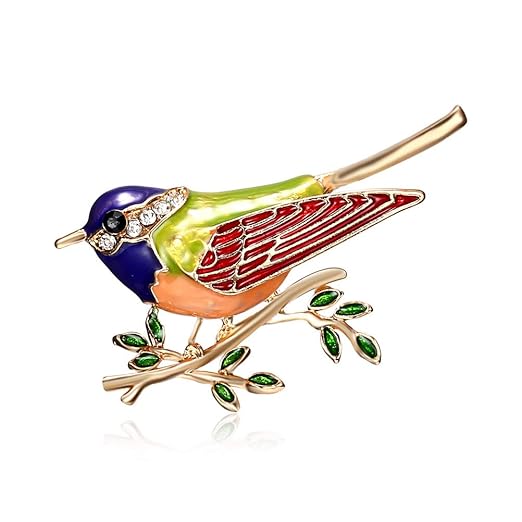 Aimdonr Cute Email Crystals Petit Oiseau Broche Corset Pin
