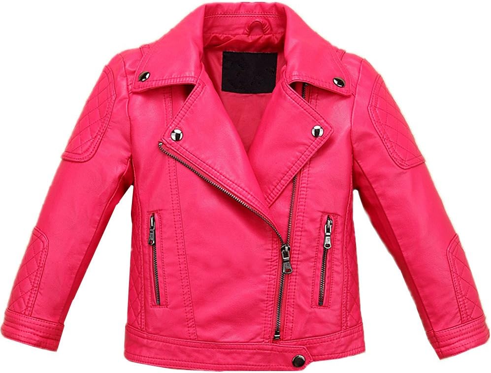 LJYH Boys Girls Fashion PU Leather Jacket Kids Zipper Coat