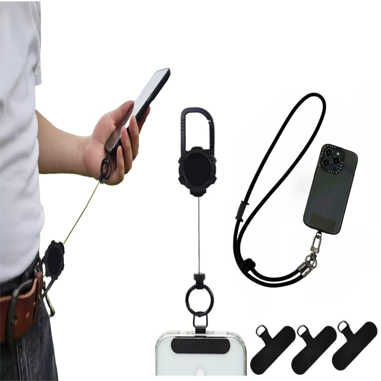 Ywpkfd Anti Theft Phone Strap, Retractable Anti-Theft Phone Holder with Belt Clip, Cellphone Lanyard Leash, Retractable Phone Lanyard with Steel Line, for Travel, Hiking, Work, Music Festival