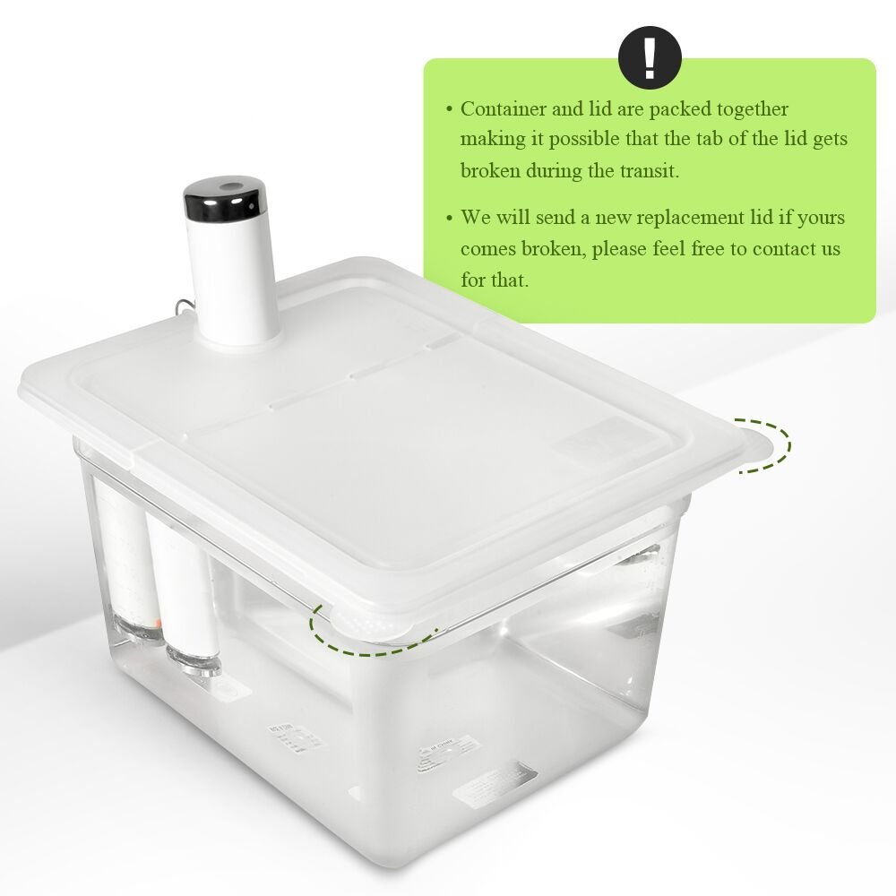 EVERIE Sous Vide Container 12 Quart with Collapsible Hinged Lid for