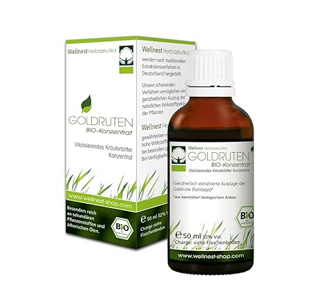 Wellnest Bio Goldruten Konzentrat 50 ml (Nieren-Blasen Tonikum Solidago) inkl. Anleitung
