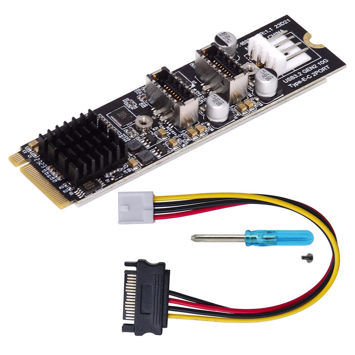 CY Card 10Gbps Dual Type-E USB 3.1 Front Panel Socket to NVME NGFF M-Key Express Card Adapter for Motherboard