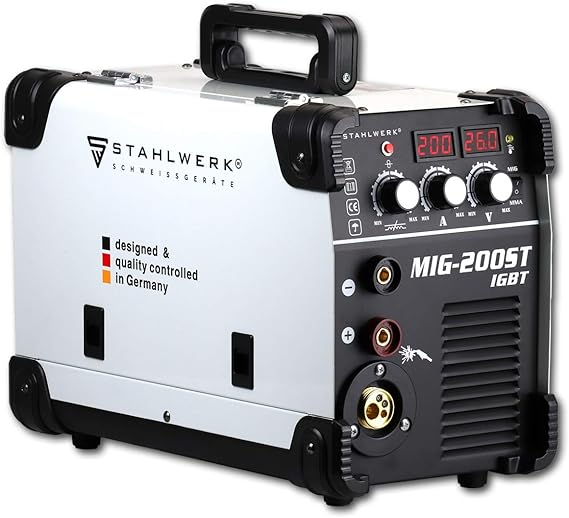 Saldatrice STAHLWERK MIG MAG 200 Pulse Pro 5 In 1 - 200A Inverter IGBT, Sinergica, Impulso E Punto, Per Alluminio, Set Completo