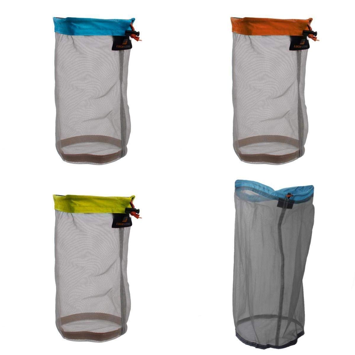 Yundxi Ultralight Ultra Stuff Sacks Set Mesh Drawstring Storage Bags Set for Travelling Camping Hiking (Set of 4 pieces)