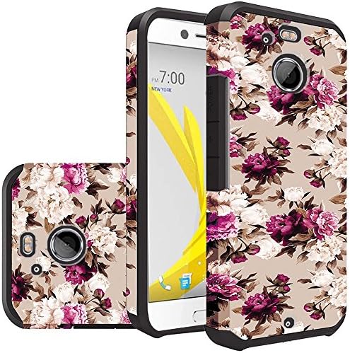 HTC BOLT / HTC 10 EVO Defender [Image Designed] [Shock Proof] Hybrid Dual Layer [SLIM] Protective Back Cover For HTC BOLT / HTC 10 EVO (Pink White Roses Floral)