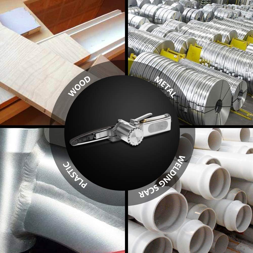 Mini Air Belt Sander, ZFE 3/8 Inch Air Belt Sander with 5 Pcs Belts(3/8 x 13 inch), 10 mm Mini Air Belt Grinder For Plastic, Aluminium, Iron, Steel and Metal Polishing - - 