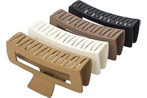 4 Pack Extra Large Hair Claw Clips for Women, 5'' Hair Clips for Thick and Long Hair, 90's Non-slip Square Jaw Clips for Curl