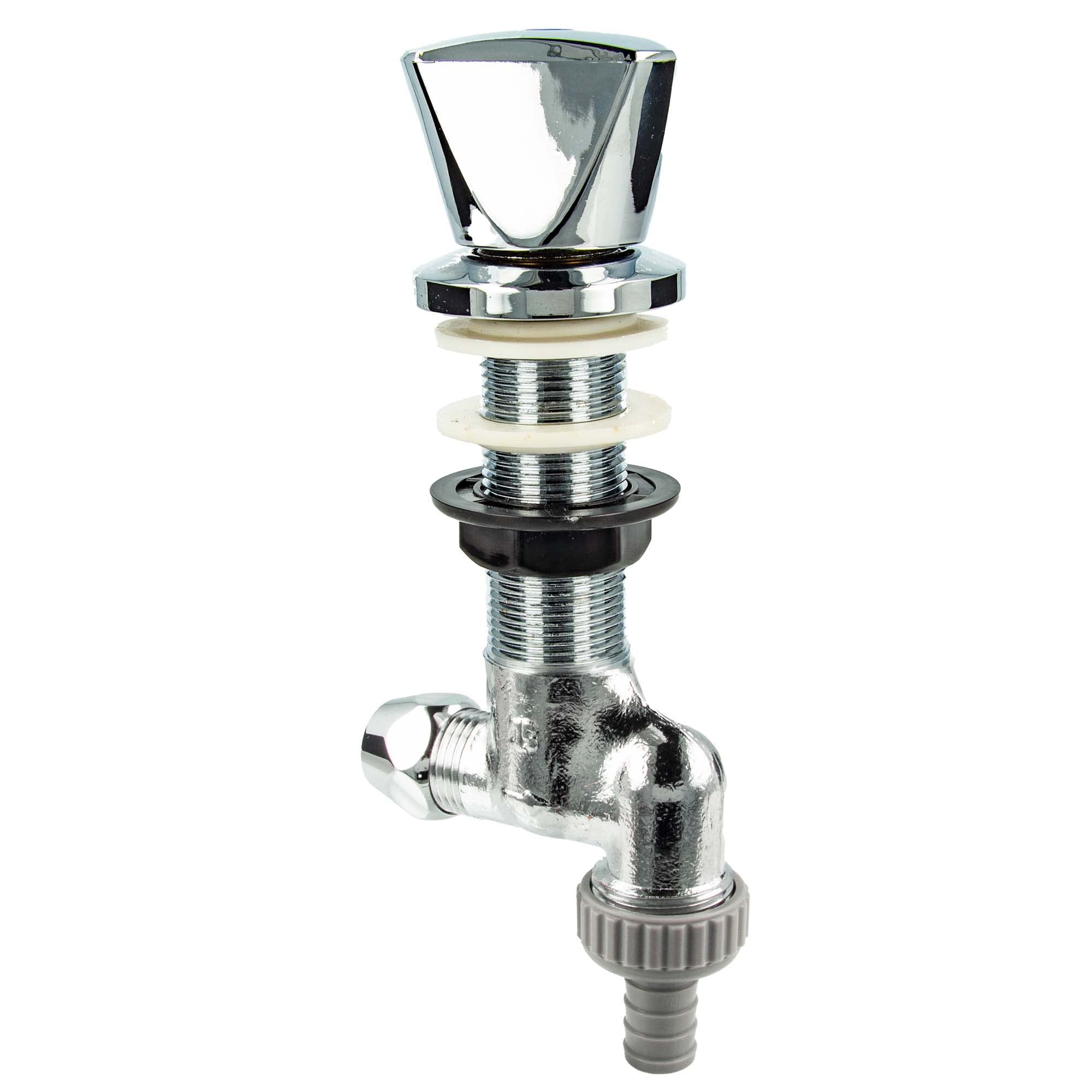 JS -22284 Under-sink Valve 1/2 Inch QV (10 mm) x 3/4 Outlet - Polished Chrome-Plated