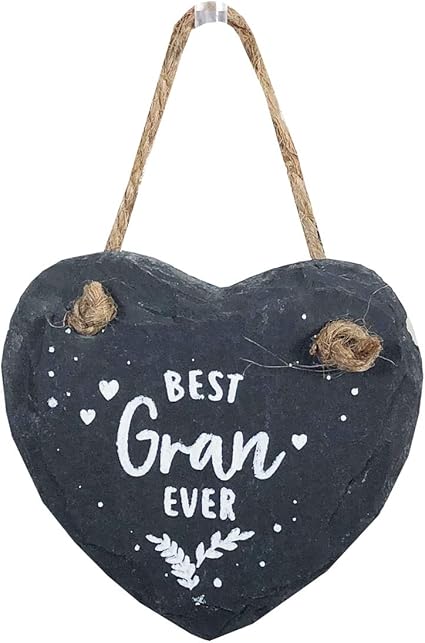 Say It With Slate Bestest Gran Mini Heart Shaped Hanging Slate Plaque With Rope Amazon Co Uk Office Products