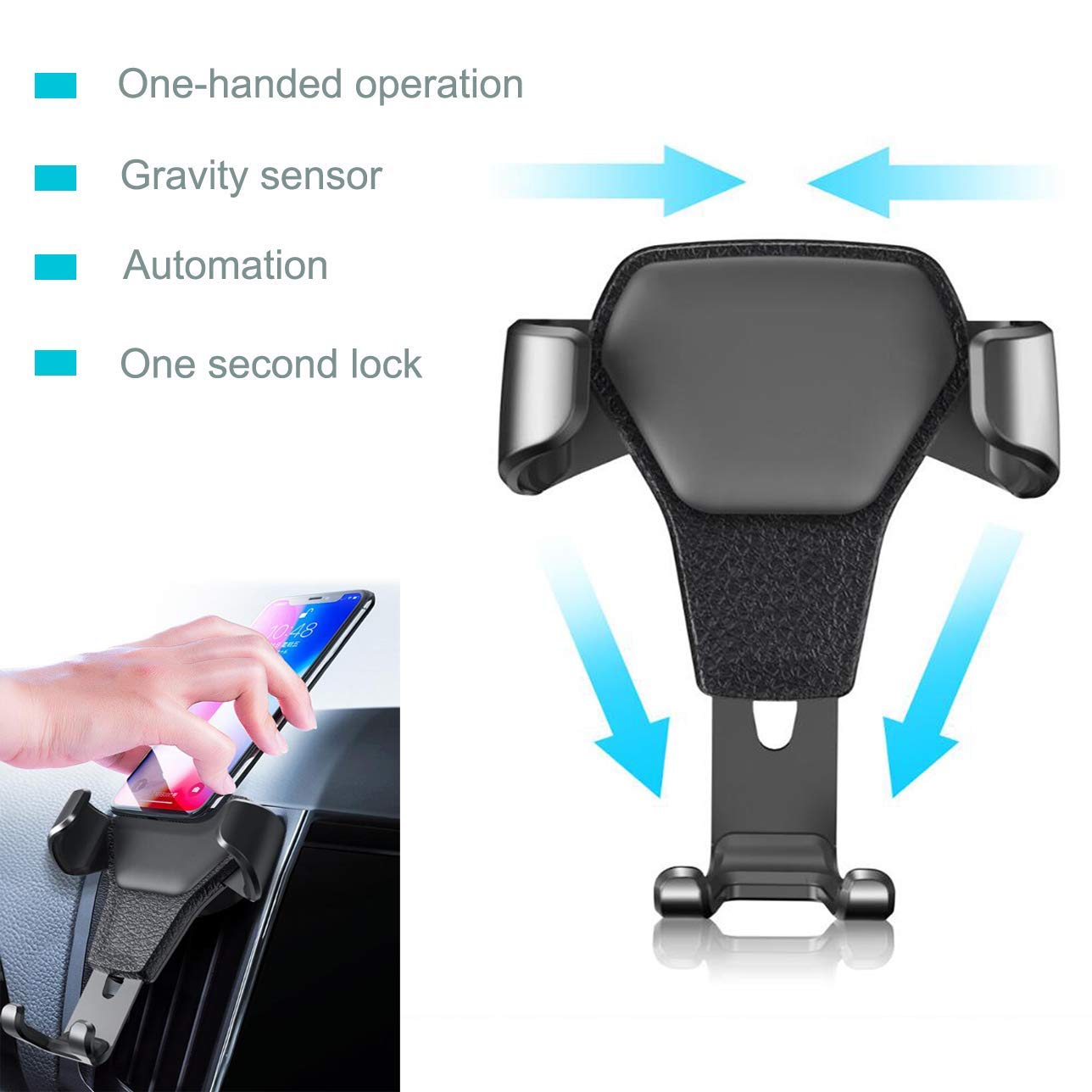 2PCS Cell Phone Holder for Car, ZOORE Auto-Clamping Air Vent Car Mount Holder Cradle, Universal Stand Holder Compatible with iPhone Xs XR X 8 7 6 6s Plus 5 5S 5C, Galaxy S10 / S10+ / S9 / S9 and More