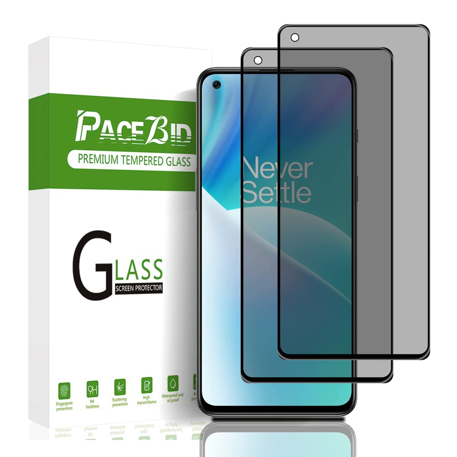 PaceBid Privacy Screen Protector Compatible with OnePlus Nord 2T 5G Tempered Glass, 9H Hardness, Bubble Free, Touch sensitive Full Screen Protector Guard Cover Compatible with OnePlus Nord 2T 5G