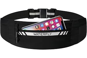 WATERFLY Running Belt Fanny Pack: Slim Breathable 4 Pocket Waist Bag for Men Women Runner Marathon Jogging Waistband - Sport 