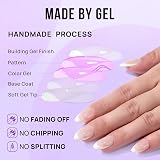 BTArtbox Press On Nails Short Almond French Tip 32 pcs 16 sizes view 4