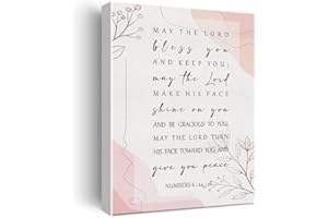 XIOLCXDR Pink Home Decor Inspirational Bible Verse Canvas Print Decor Pink Room Decor Wall Painting Posters 12”X15” Pink Decor Pink Home Office Decor (Framed)