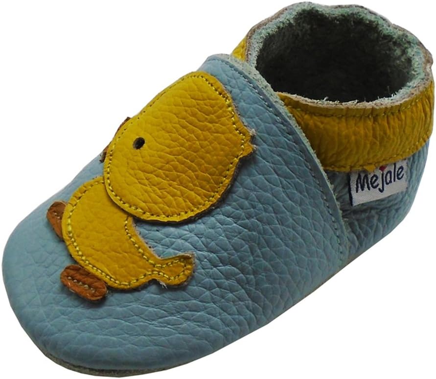 Mejale Baby Shoes Soft Sole Leather Crawling Moccasins Cartoon Duck Infant Toddler First Walker Slippers