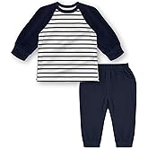 JiuBreeze Toddler Baby Boys Fall Clothes Set Stripe Long Sleeve Sweatshirt Pullover Tops & Pants Outfits 18 Months -5T