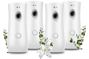 BINEDHEI (4-Pack) Auto Air Freshener Spray Dispenser Free Stand or Wall Mounted Automatic Aerosol Aroma Machines are Widely Used in Hotels, Bedrooms, Airports, Bathrooms, Offices, Commercial Places (White 003)