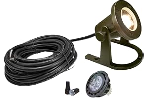 COLOER Brass Underwater Lights(Bronze) with LED MR16 Bulb 12V Low Voltage Fountain Lights IP68 Waterproof Copper Outdoor Landscape Lighting for Swimming Pool Ponds or Outside Water as Spotlight