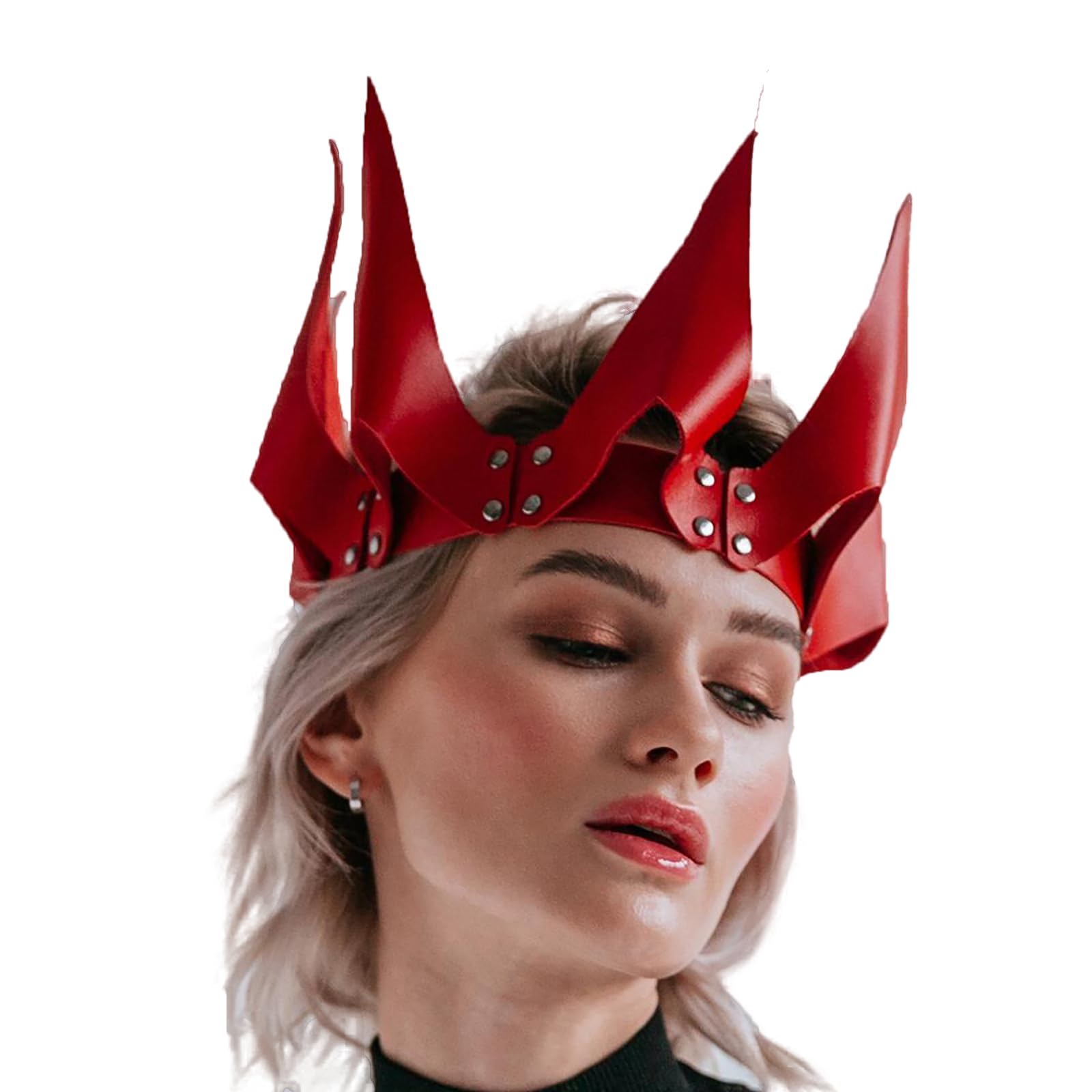 PU Leather Crown for Men Women Kings and Queens Costume Gay Pride Month Headdress Black Punk Crown Headpiece for Halloween Carnival Rave Party Christmas Night Club