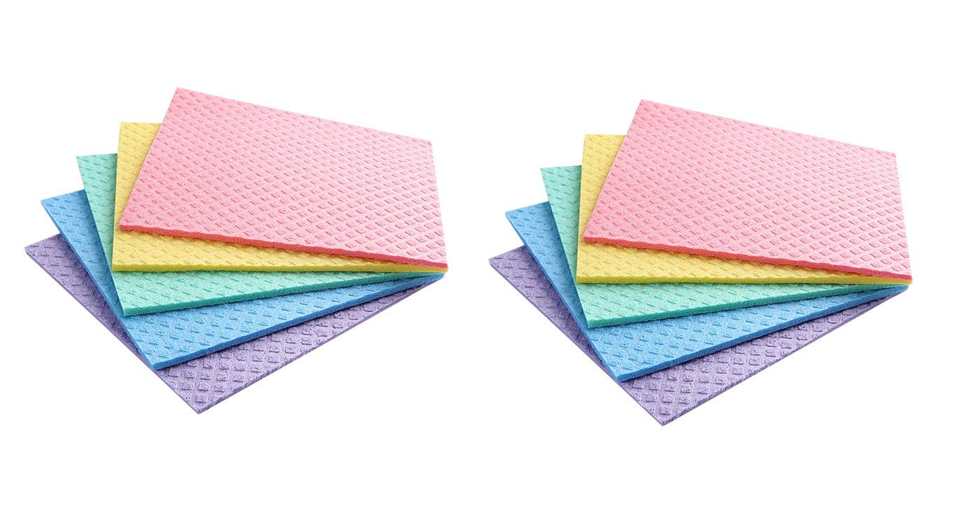 Photo 1 of Sold_By_Cheapnwork Reusable Cleaning Cellulose Sponge Cloths Absorbent Wipes Clean Kitchen Car Dish Eco-Friendly Dishcloth Hand Towel Auto (2 Pack (10pcs))