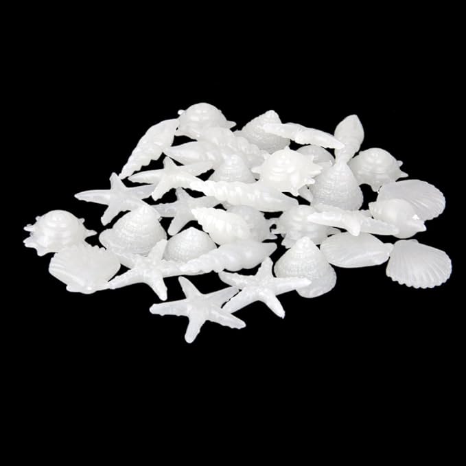 70x Dunkel Leuchtenden Stein Kiesel Muschelschale Form Aquarium Dekor - Weiss