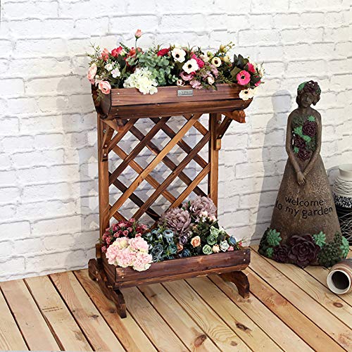CJSWT Pflanzkasten Pflanzkübel aus Holz, Blumenkasten mit Rankgitter, Blumen-Topf Perfekt für Garten, Terrasse & Balkon – Bild 5