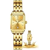 OLEVS Gold Watches for Women Square Luxury Business Rectangle Ladies Watches for Woman with Date Water Resistant Ladies Watch for Small Wrists Reloj para Mujer Diamond Blue/Green/Black/White/Gold