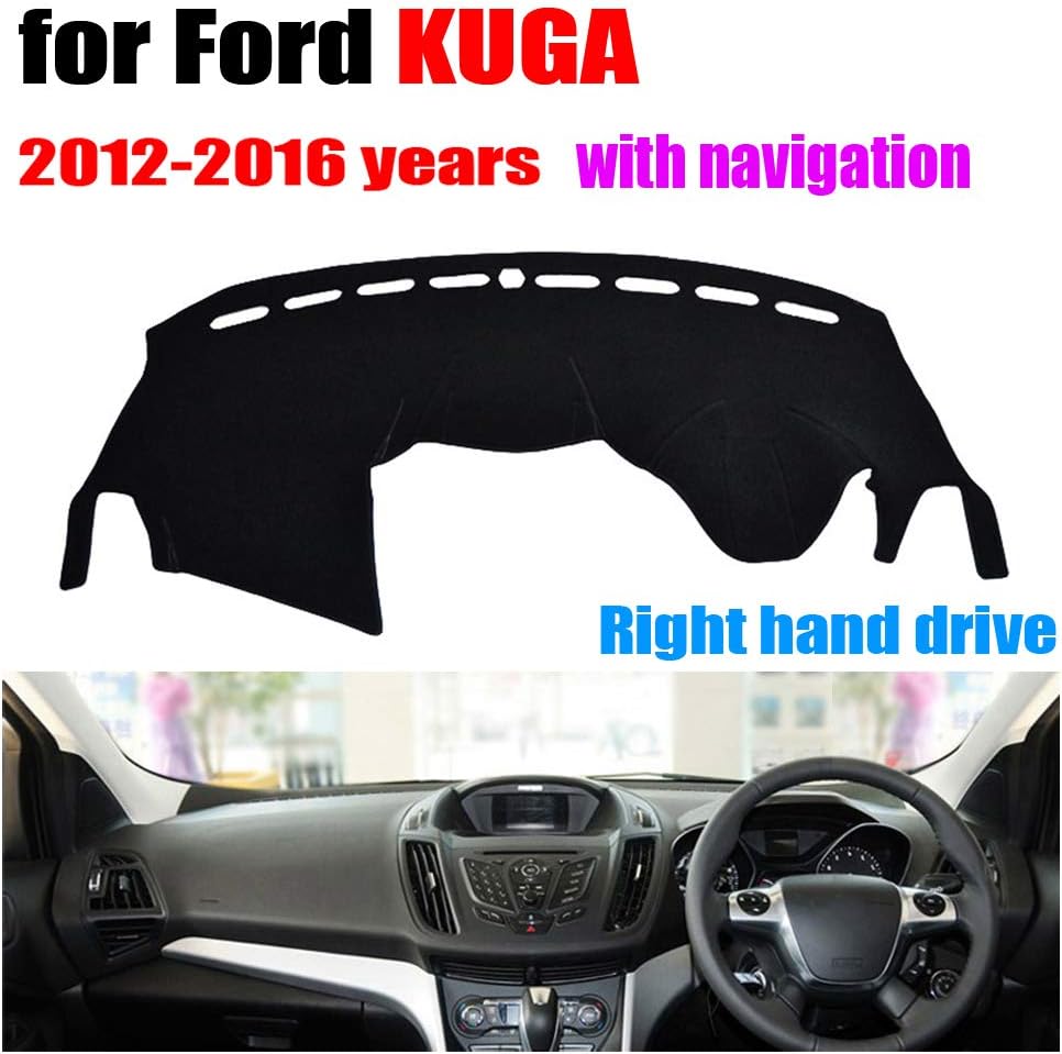 Qnice Car Dashboard Cover for Ford Escape/KUGA with Navigation 2012-2016 Right Hand Drive Dash Mat Covers Auto Dashboard Protector Accessories