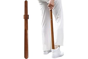 Wooden Shoe Horn, 21.7x1.6 Inch Magnetic Sapele Shoe Horn Long Handle, Easy & Quick Use Wall-Mounted for Any Type of Shoes, L