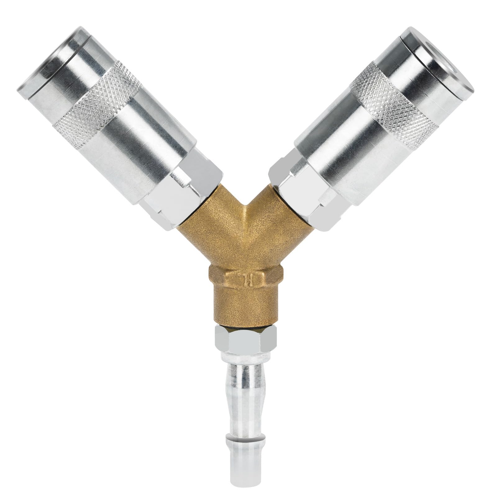 Noosverl 1/4" BSP Airline Hose Connectors 3 Way Quick Release Connectors Y Splitter Airline Coupling 1/4" BSP Air Line Fittings Male/Female Thread Quick Release Coupler for Air Lines Compressors