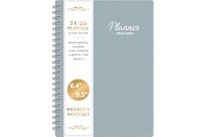 WOWYOGA 2024-2025 Planner – Jul.2024 – Jun.2025, Weekly ＆ Monthly Planner 2024-2025, Academic Planner 2024-2025, 6.4" x 8.5" with Flexible Cover, Tabs, Strong Twin-Wire Binding, Inner Pocket, 21 Notes Pages
