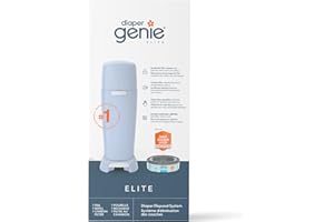 Diaper Genie Elite Diaper Pail System with Front Tilt Pail for Easy Diaper Disposal, Blue