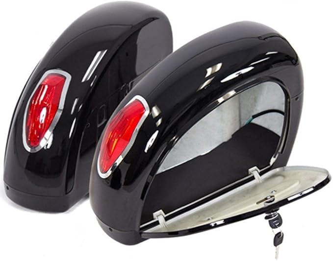 thumbnail image 2 of 42L Black Motorcycle Trunk With Backrest & Light – Universal For Harley, Yamaha, Honda Cruisers 2 of 4