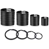 ZoloAJay 40 Pack Black Key Ring Keychain Assorted in 4 Sizes Metal Round Split Key Chains Rings for Home Car Dog Tag Office Lanyards Keys Attachment