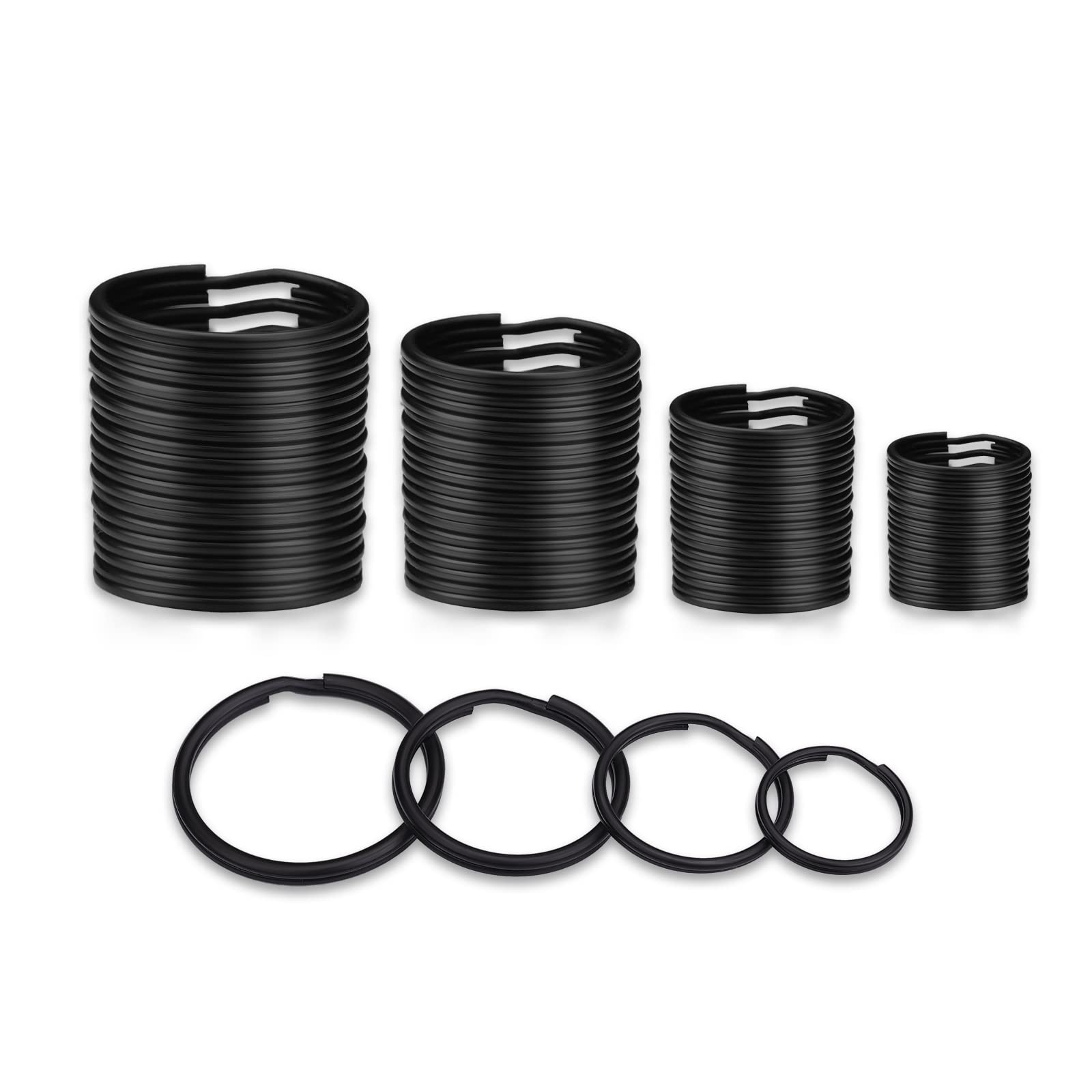 Photo 1 of ZoloAJay 40 Pack Black Key Ring Keychain Assorted in 4 Sizes Metal Round Split Key Chains Rings for Home Car Dog Tag Office Lanyards Keys Attachment