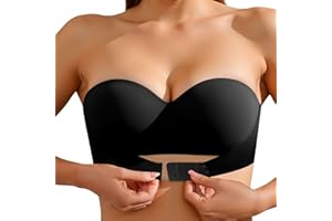 Strapless Bras for Women Full Support Wireless Front Closure Bras Padded Push Up Seamless Bra Anti Slip Invisible Bralette