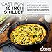 Cuisinel Pre-Seasoned Cast Iron Skillet (10-Inch) with Glass Lid and Handle Cover Oven Safe Cookware - Heat-Resistant Holder - Indoor and Outdoor Use - Grill, Stovetop, Induction Safe