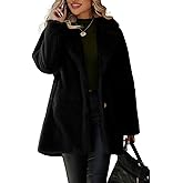 Vipwest Women's Faux Fur Long Coat Button Down Lapel Fleece Sherpa Jacket